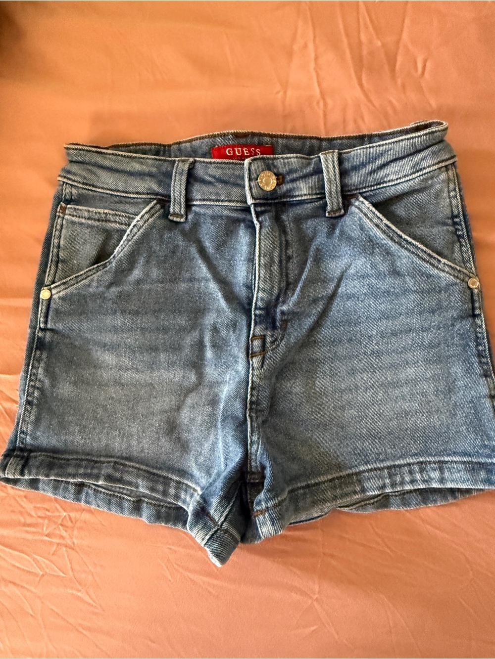GUESS Light Blue High-Rise Denim Shorts